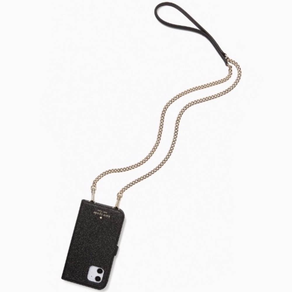 Brand new/never used Kate Spade black glitter phone crossbody iPhone 12 Pro